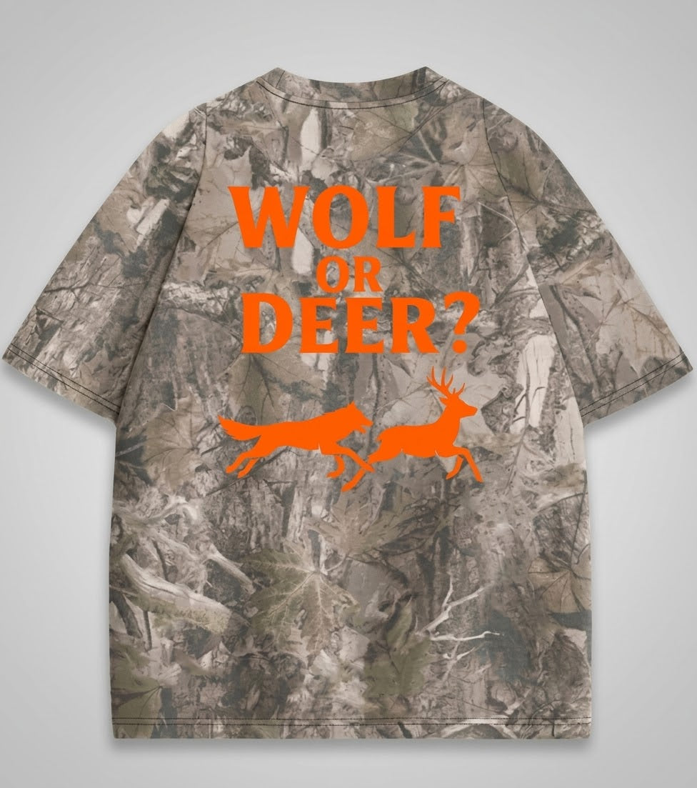 Wolf Or Deer Lightweight Oversized Camo Tee