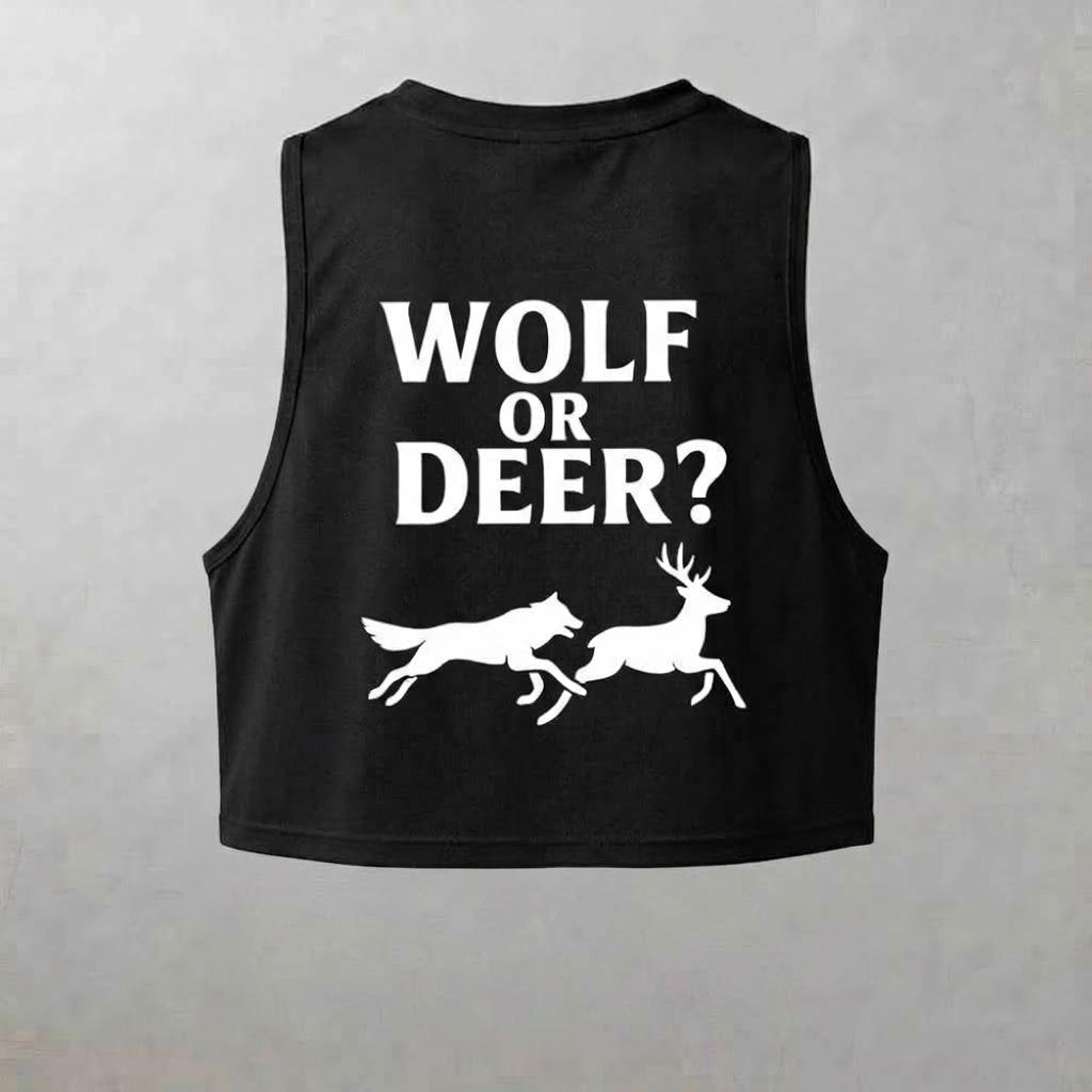 Wolf Or Deer Women's Loose Performance Cropped Tank - Coming Soon!